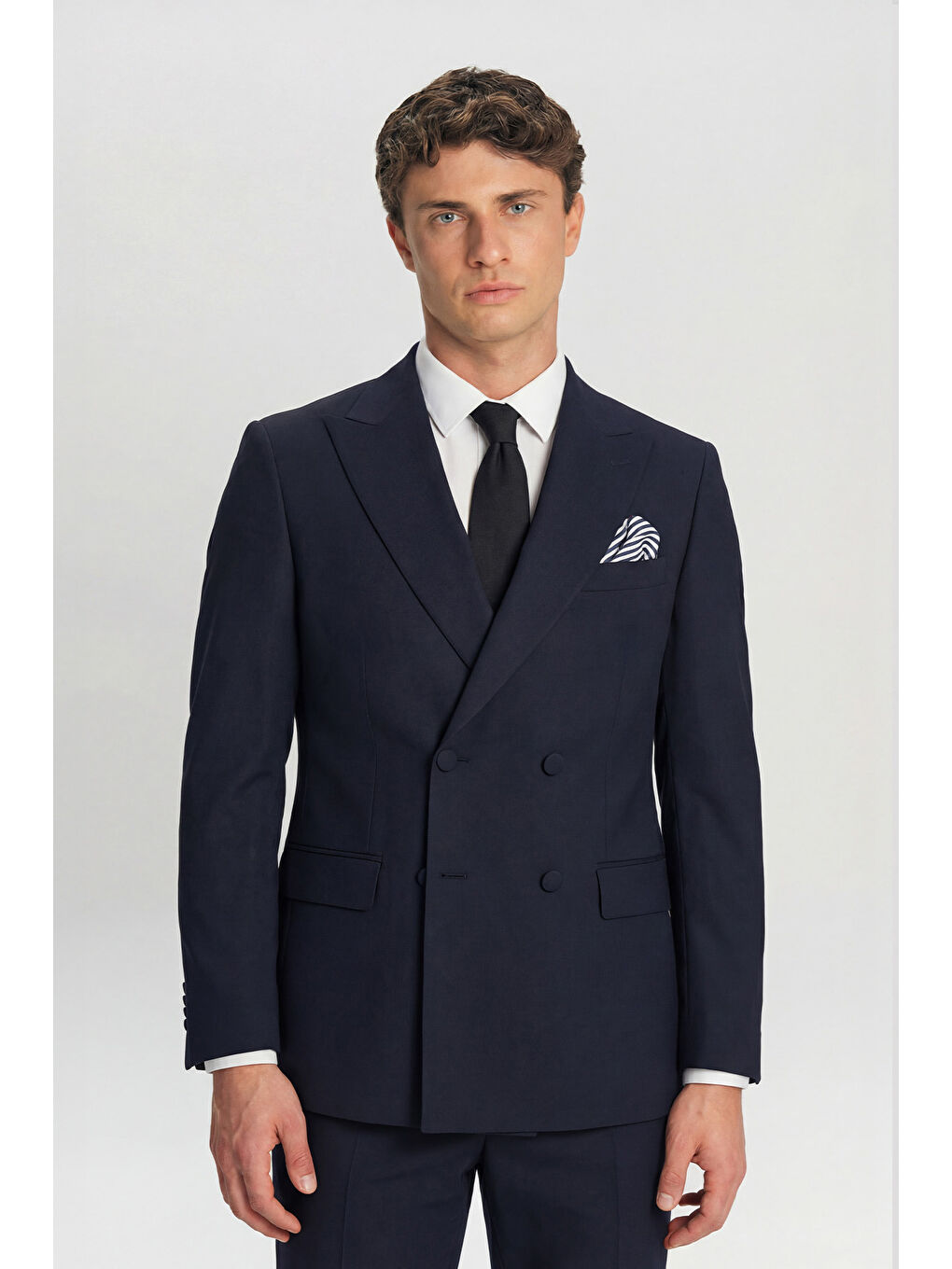 Giotelli Erkek Lacivert Slim Fit Sivri Yaka Kruvaze 6 Drop Klasik Smokin & Damatlık