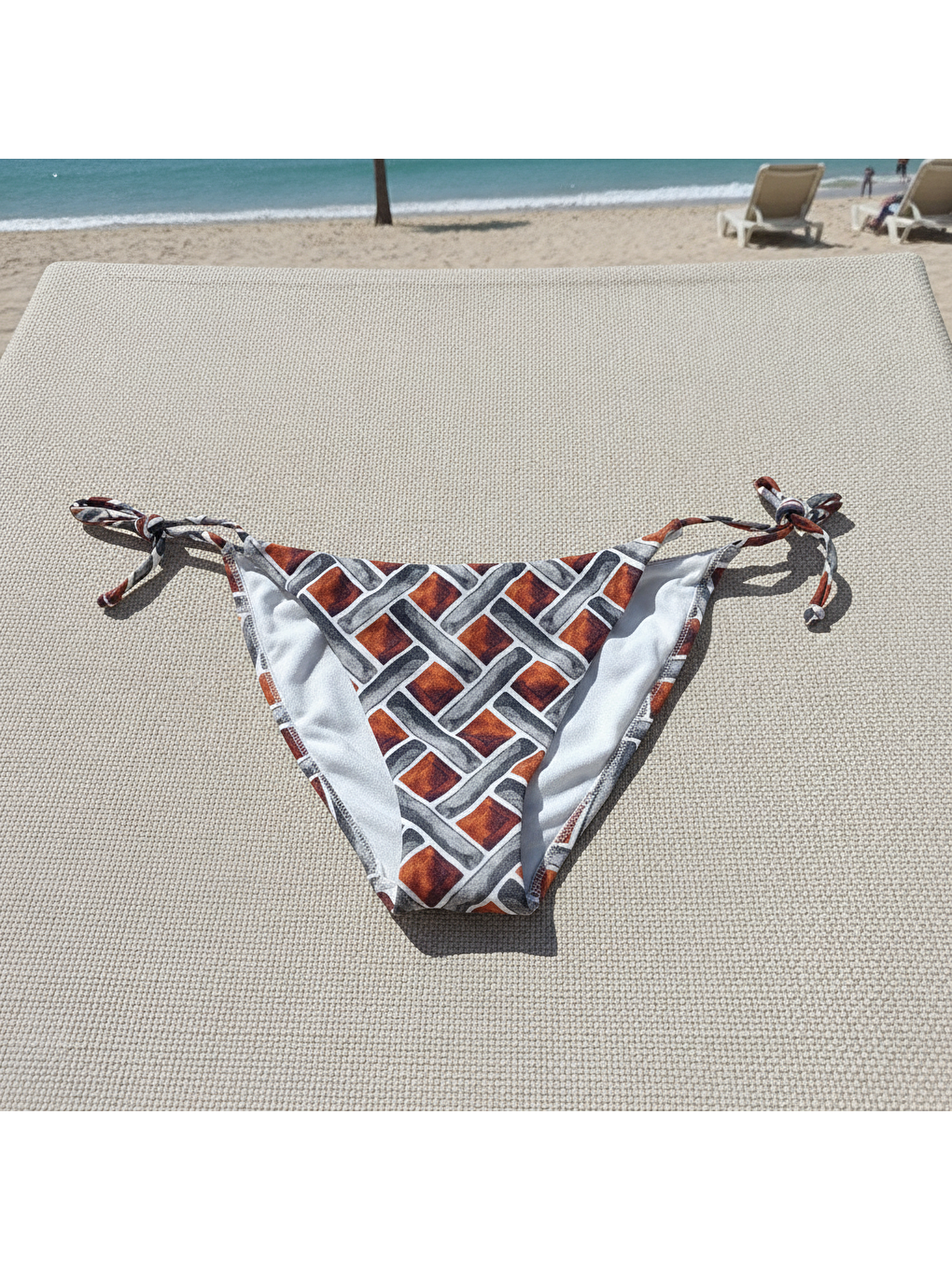 Karışık Kadın Plaj Giyim Desenli İpli Bikini Alt Bb2583-1