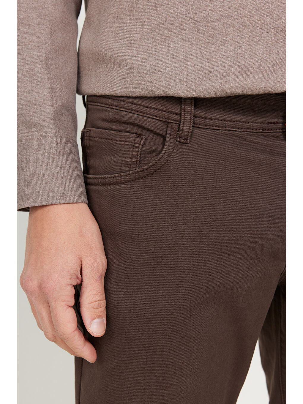Erkek Kahverengi 360 Derece Her Yöne Esneyen Slim Fit Dar Kesim Pamuklu Rahat Pantolon-3