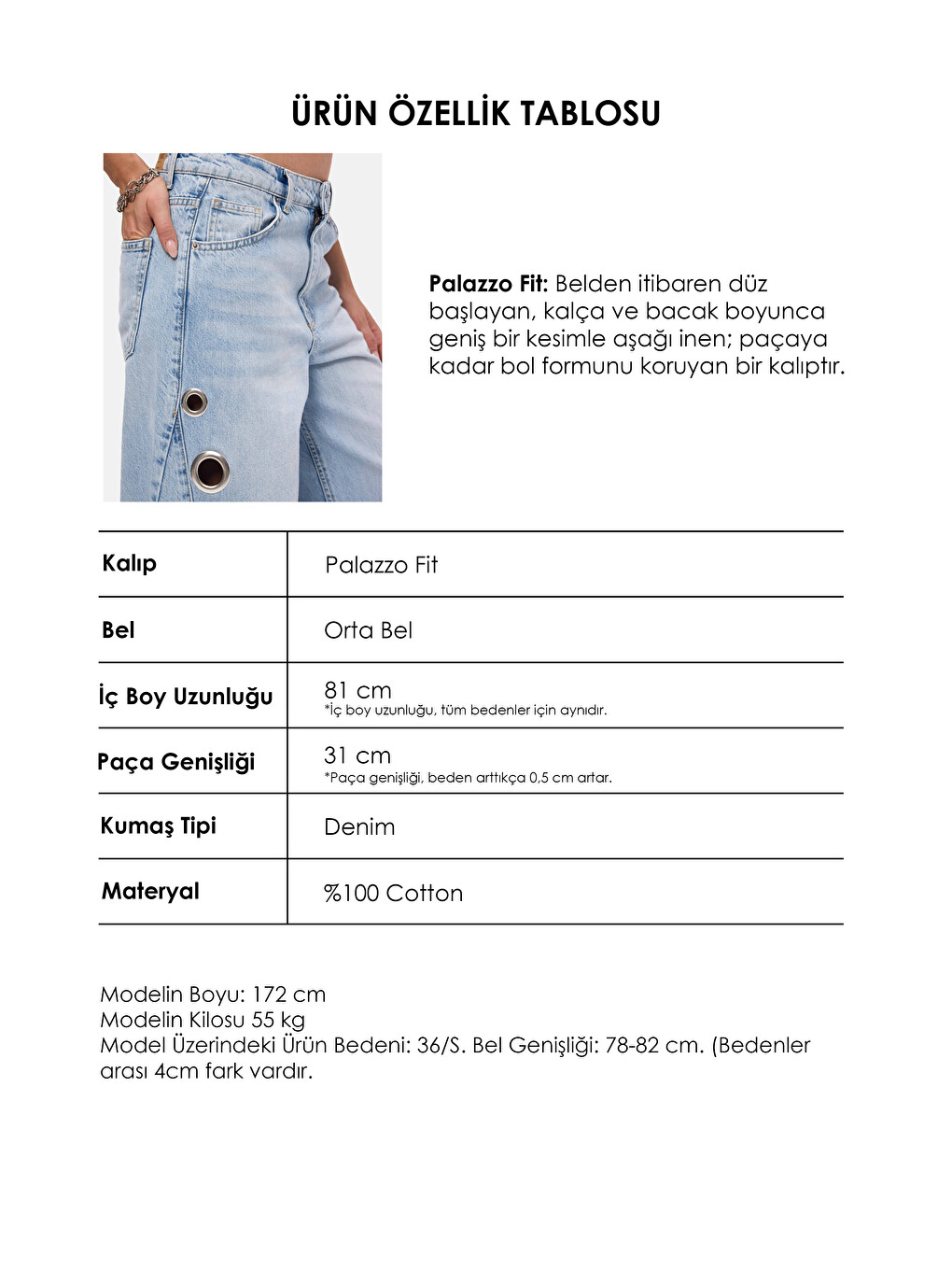 Mavi Kadın Ice 4s6-3 Palazzo Fit Kuş Gözü Detaylı Tasarım Denim Jean-5