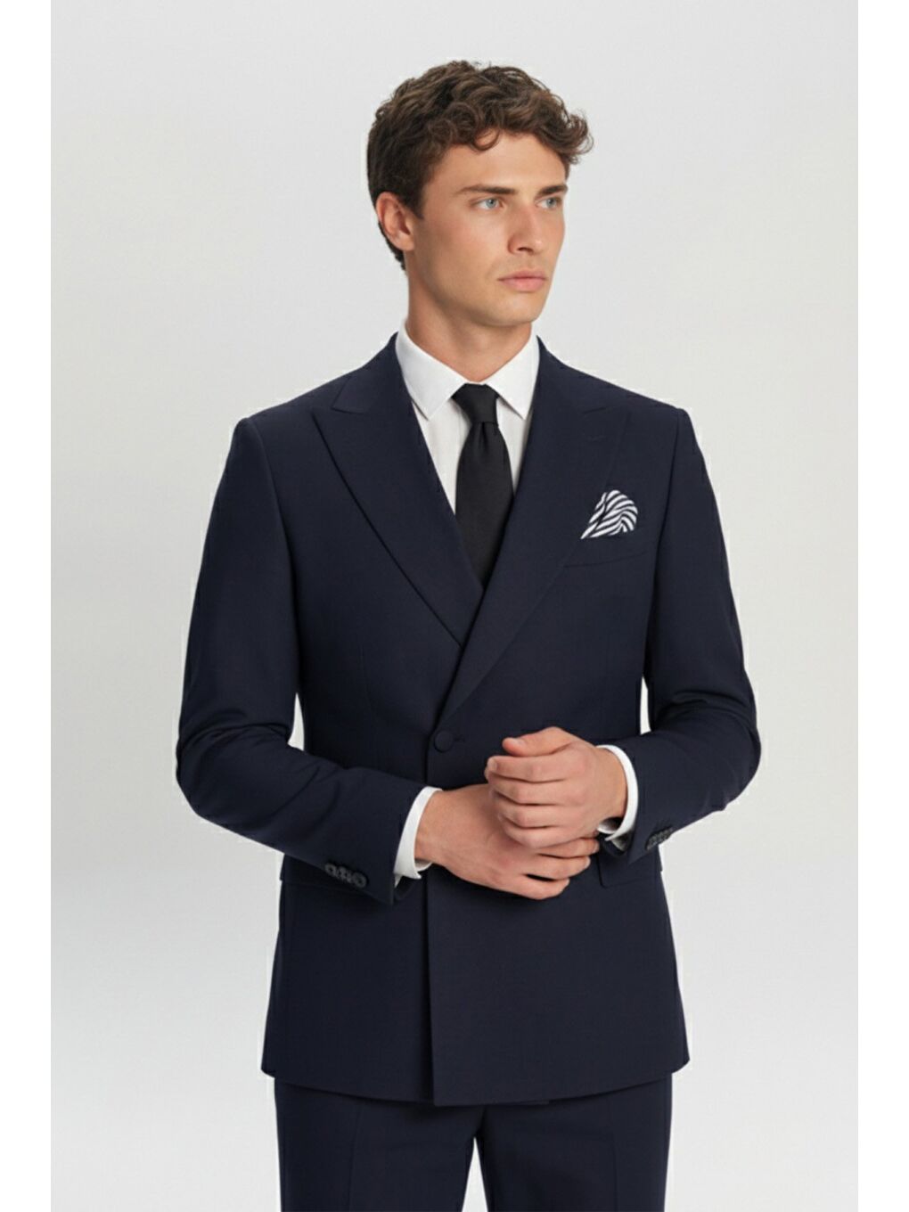 Giotelli Erkek Lacivert Slim Fit Sivri Yaka Kruvaze 6 Drop Klasik Smokin & Damatlık-1