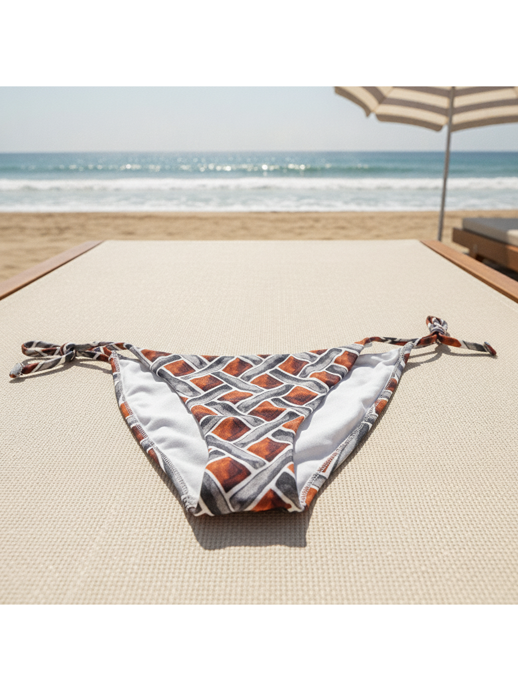 Karışık Kadın Plaj Giyim Desenli İpli Bikini Alt Bb2583-2