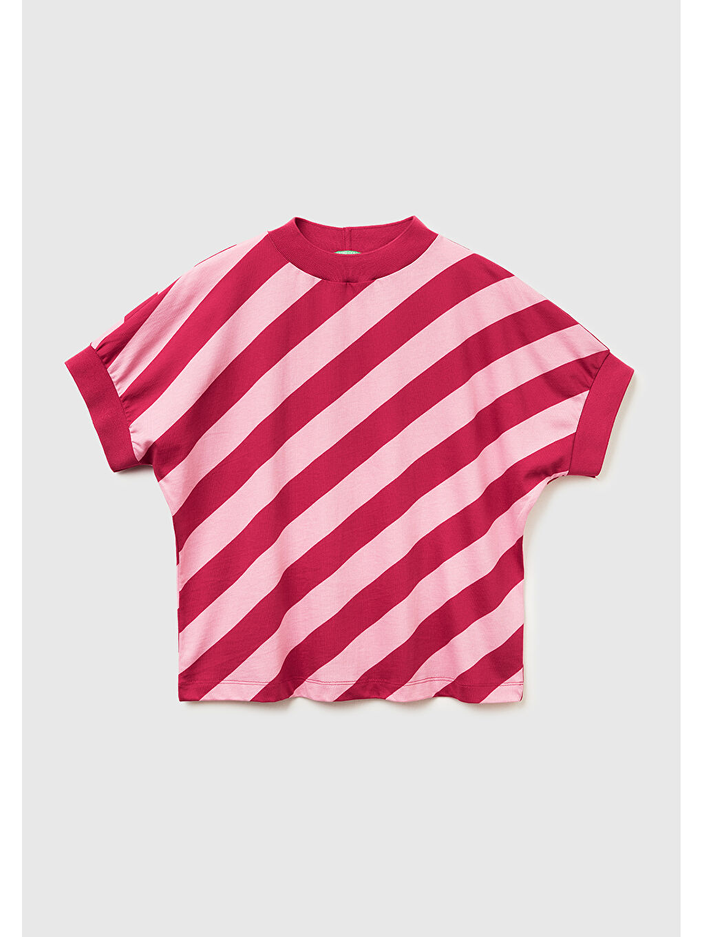 Kadın Fuşya %100 Pamuk Çift Renk Bloklu T-Shirt-1