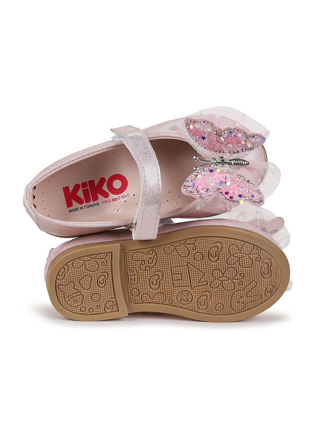 Pembe Fly Cırtlı Kelebek Aksesuarlı Kız Bebek / Çocuk Babet Ayakkabı-4