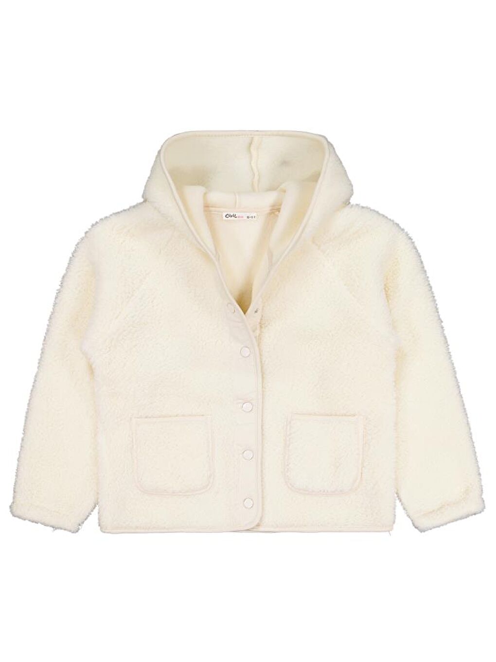 Bej Girls Pelüş Detaylı 10-13 Yaş Hırka - Fil Dişi 11-12 Yaş-1