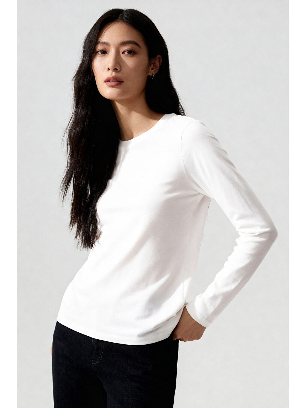 Basic O Yaka 2li Paket Beyaz Kadın T-Shirt-2