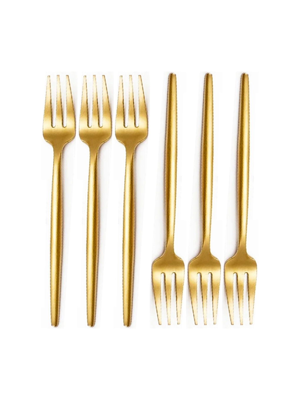 Sarı Gold Limon Ve Fondü Çatalı, Gold 6'lı  Çatal Takımı 13 Cm-1
