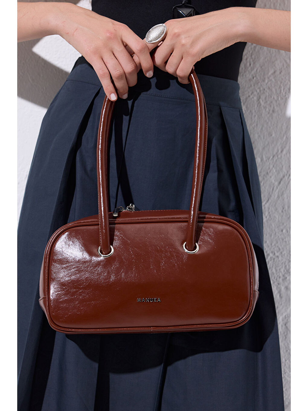 Kahverengi Kyomı Bowling Çanta Chocolate Mousse-3