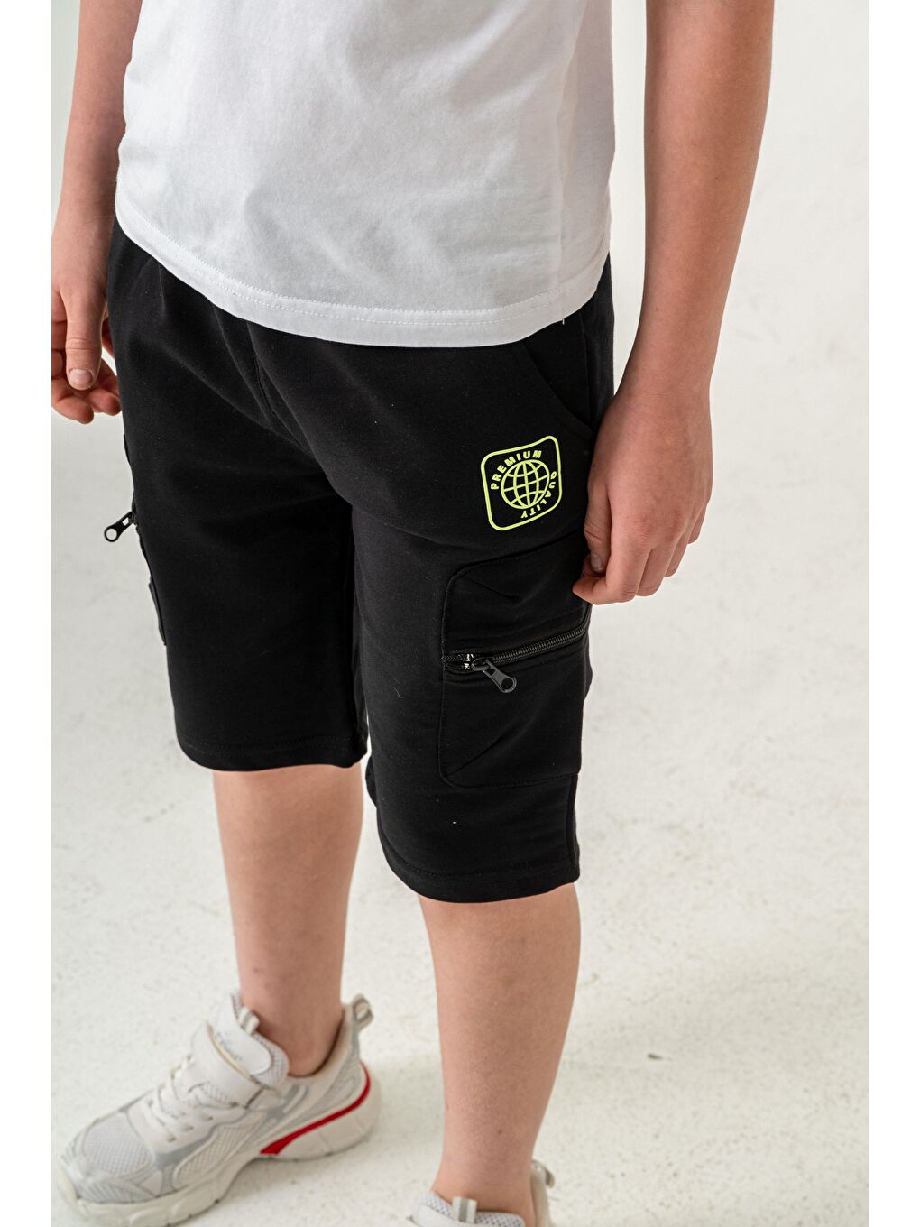 Siyah Premium Quality Baskılı Erkek Çocuk Şort-5