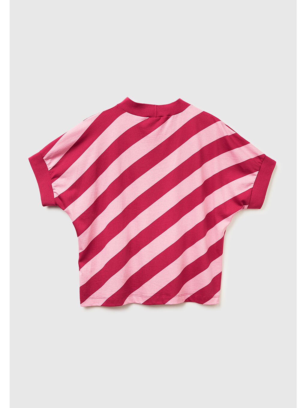 Kadın Fuşya %100 Pamuk Çift Renk Bloklu T-Shirt-3