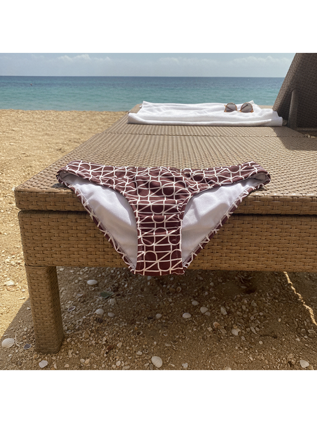 Karışık Kadın Plaj Giyim Kahverengi Desenli Bikini Alt Bb2581-1