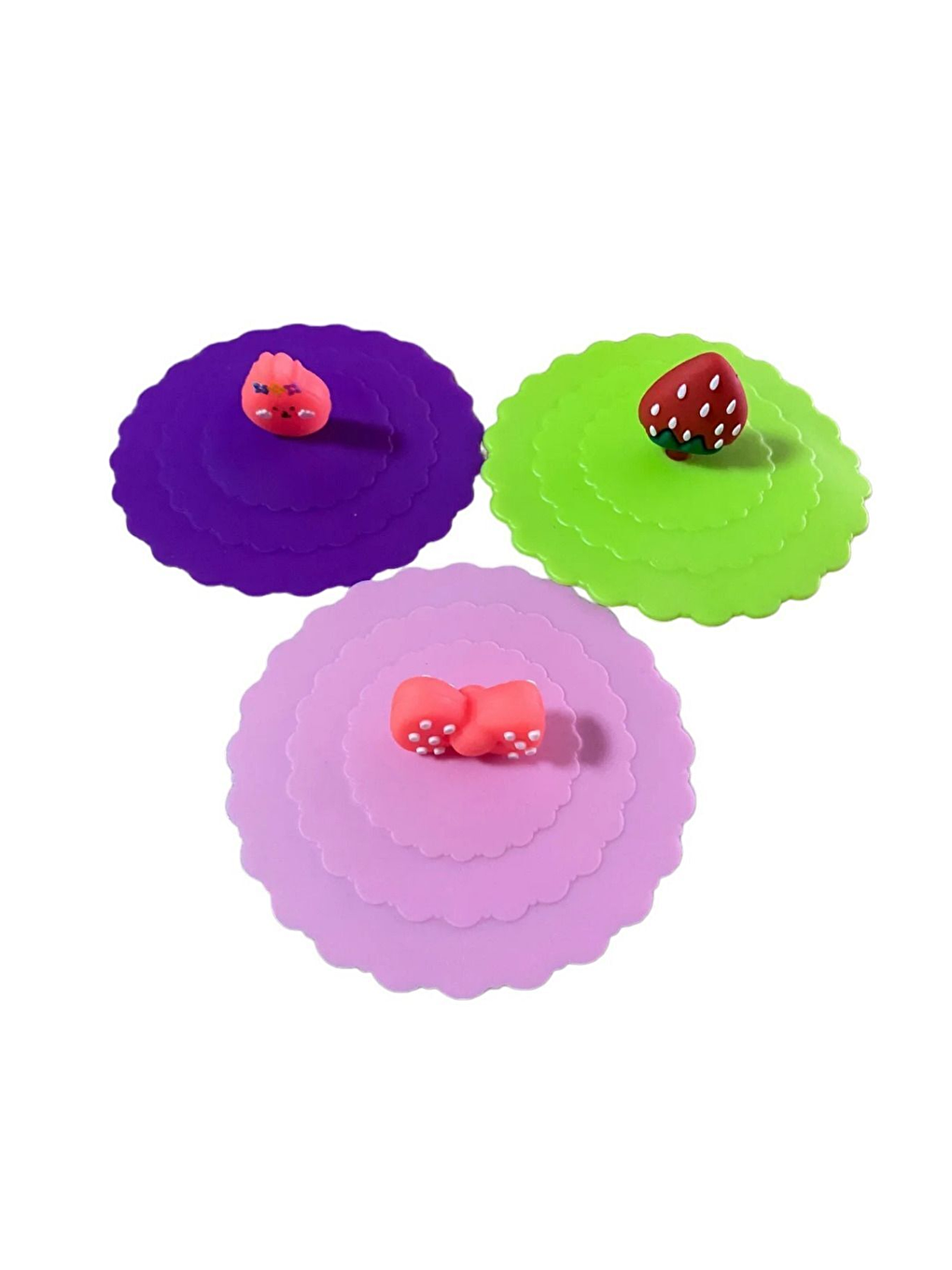 Karışık 6'lı Silikon Meyve Bitki Hayvan Figürlü Kupa-Bardak Kapağı Seti-Toz Geçirmez Bardak Kapağı Kupa-3