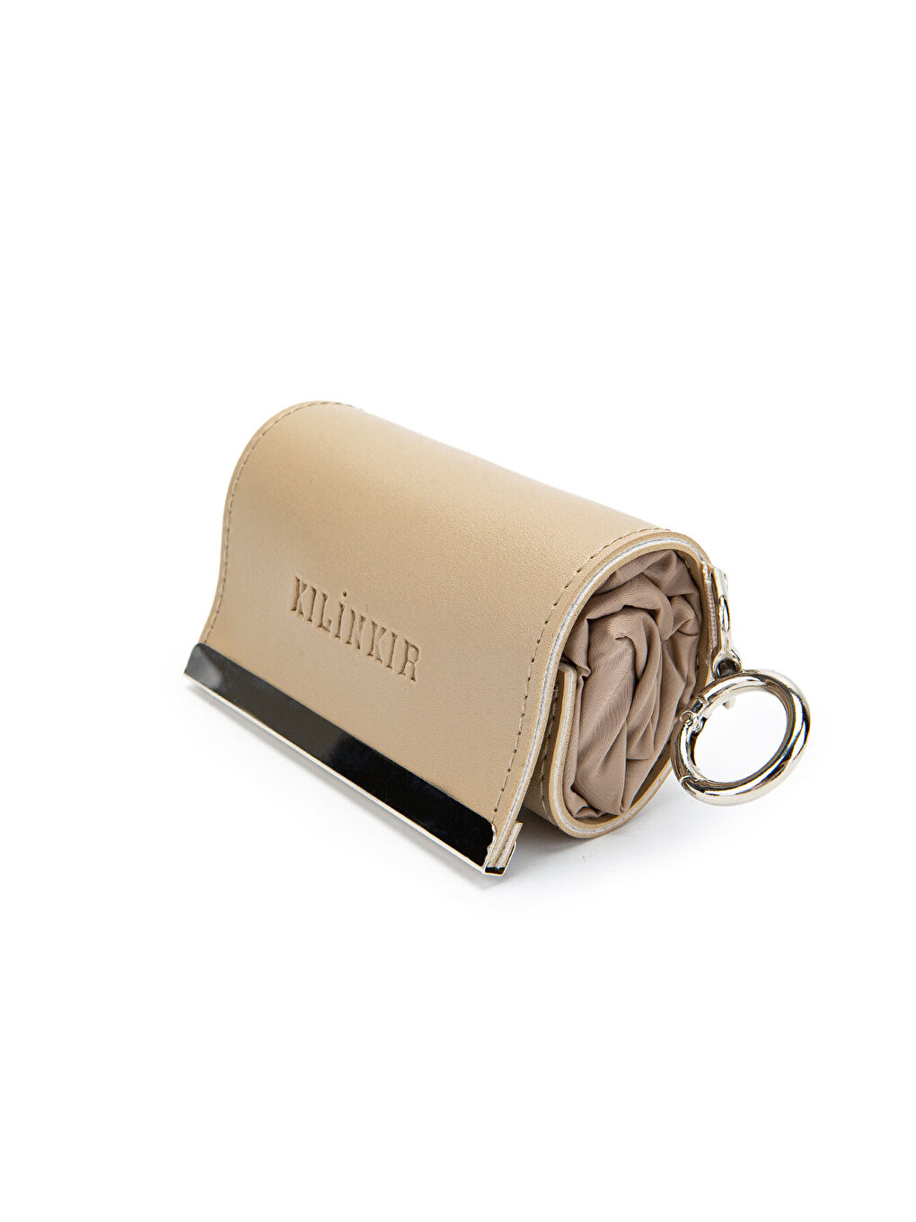 Ekru Açılabilen Anahtarlık Paraşüt Kumaş Alışveriş Kol Çantası Joan Klinkır Krem-1