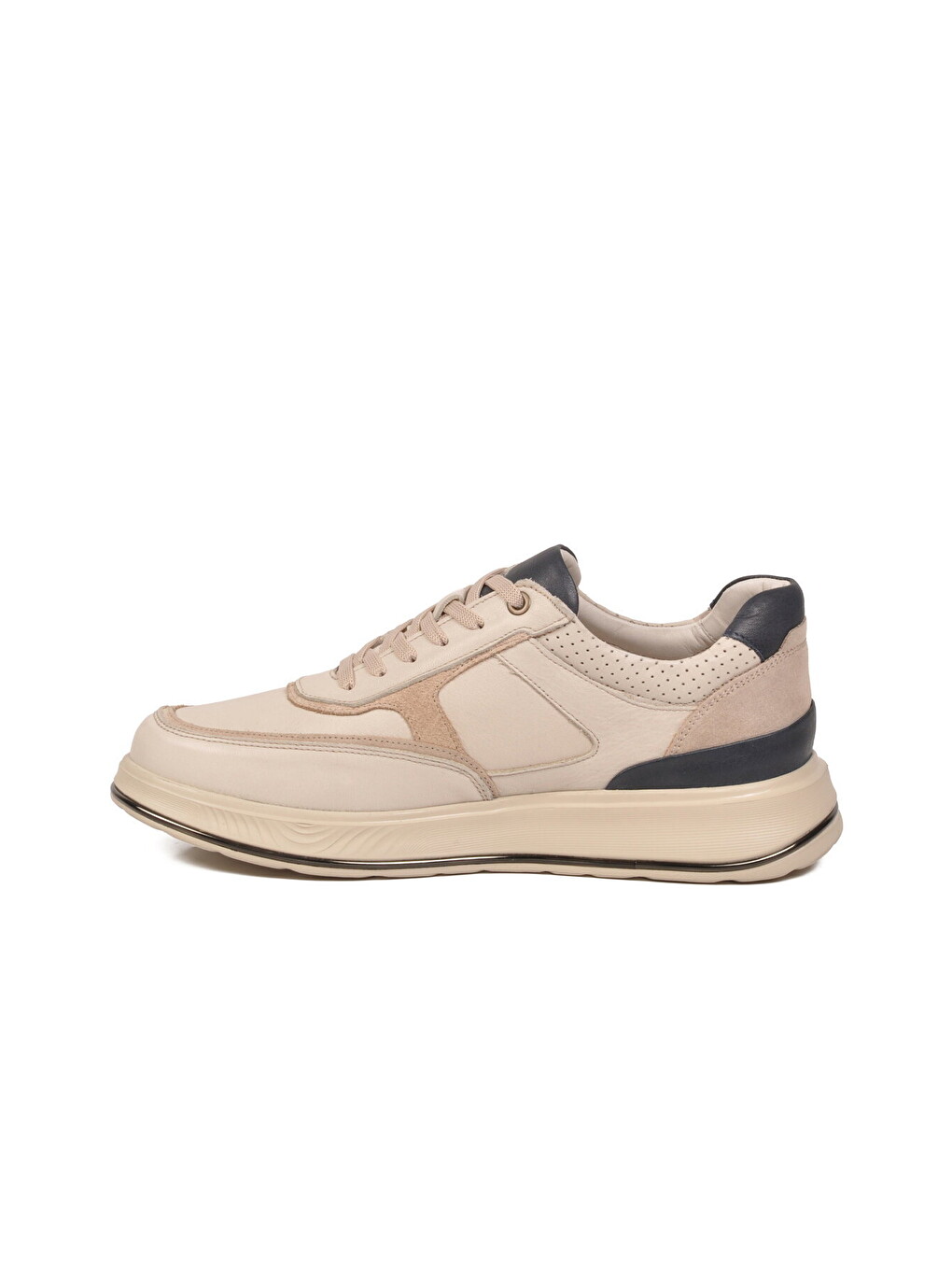 Ekru Hakiki Deri Erkek Sneaker Konforlu Hafızalı Taban Casual Ayakkabı M692 M-1