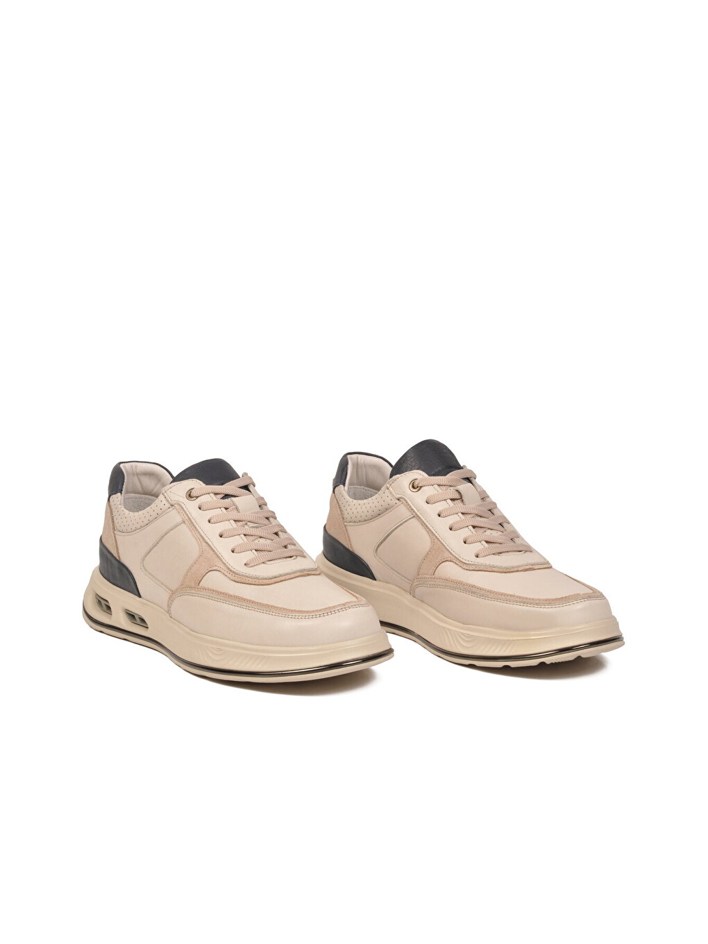 Ekru Hakiki Deri Erkek Sneaker Konforlu Hafızalı Taban Casual Ayakkabı M692 M-2