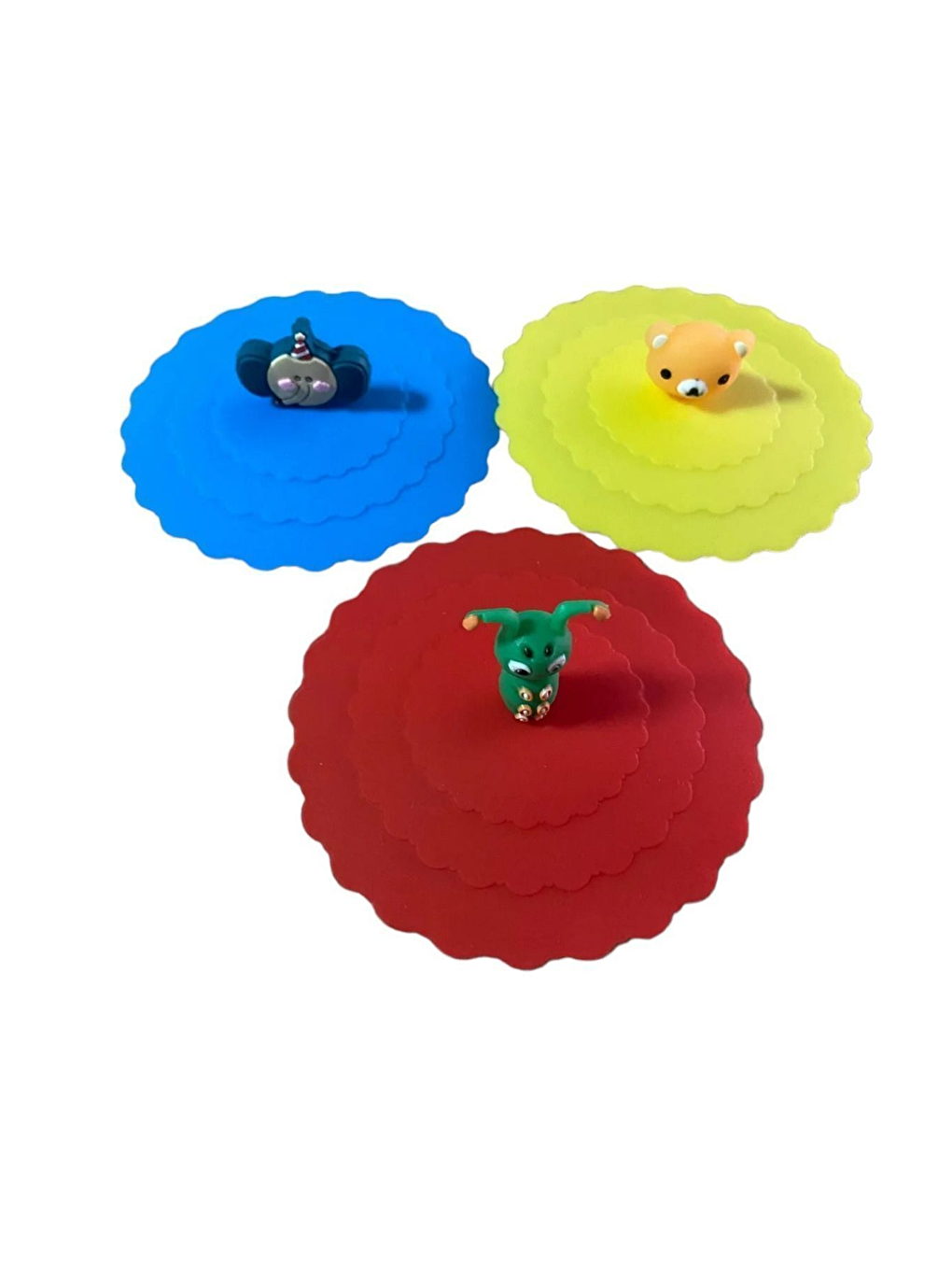 Karışık 6'lı Silikon Meyve Bitki Hayvan Figürlü Kupa-Bardak Kapağı Seti-Toz Geçirmez Bardak Kapağı Kupa-4