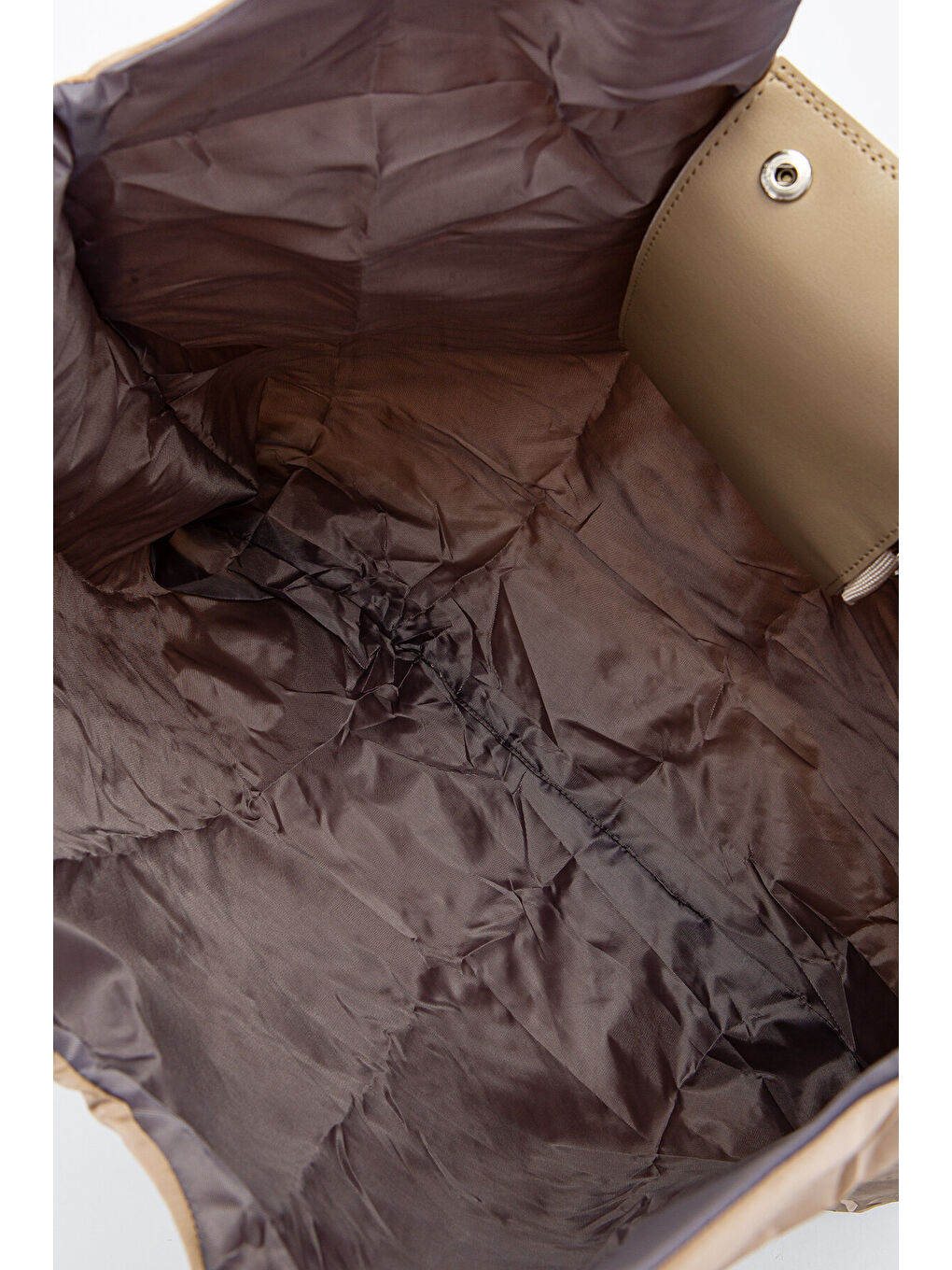 Ekru Açılabilen Anahtarlık Paraşüt Kumaş Alışveriş Kol Çantası Joan Klinkır Krem-3