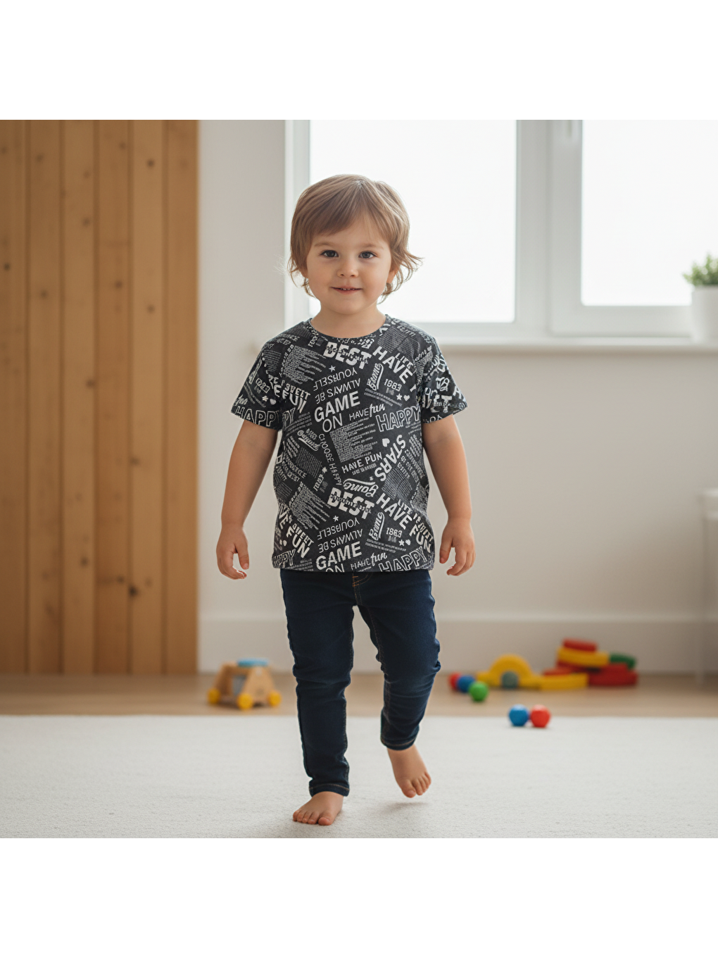Çocuk Baskılı Siyah Renk Tshirt Cb1027-4