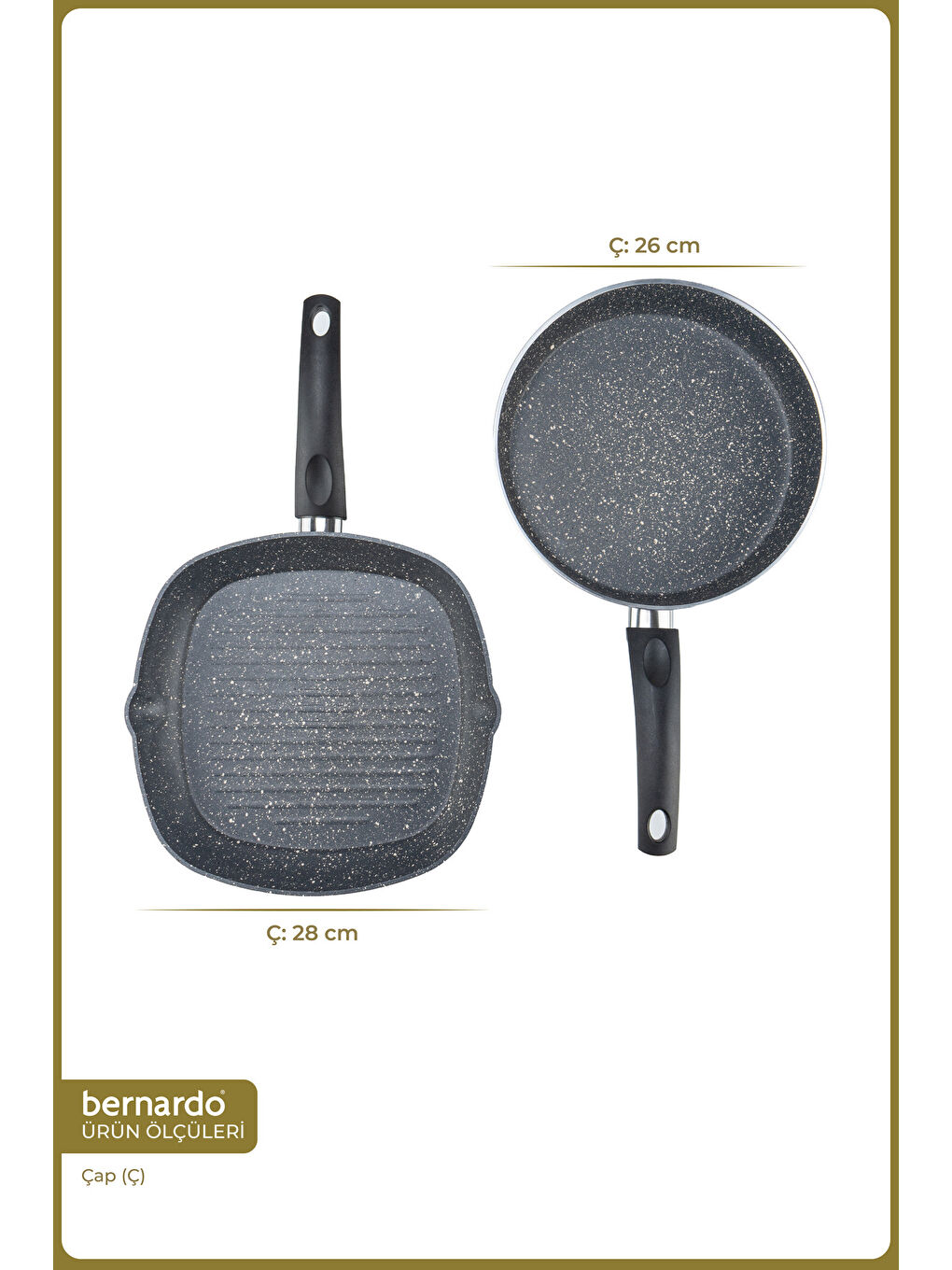 Carolin 2 Parça Grill Tava Seti Gri-1