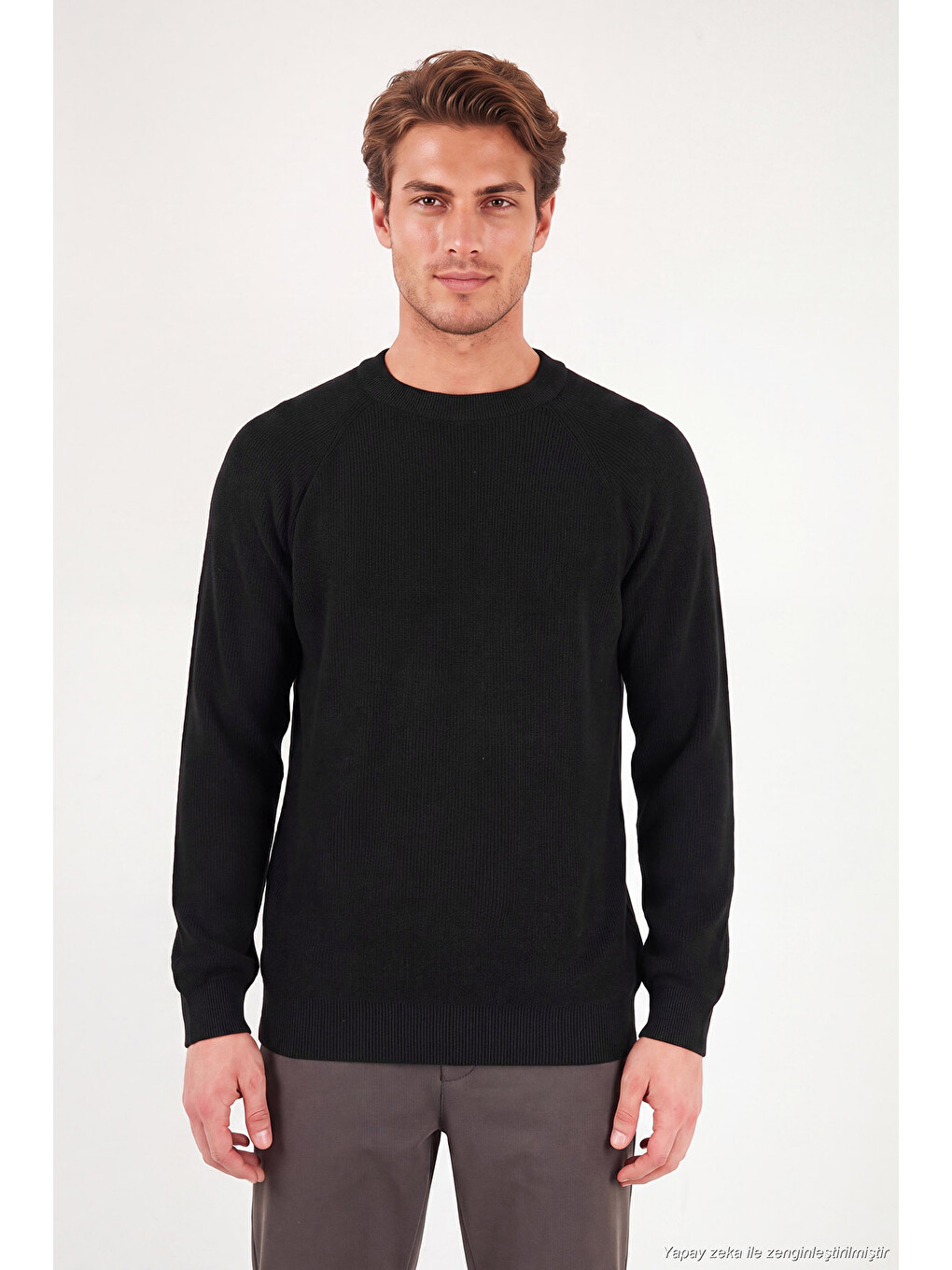 Siyah Pamuklu Regular Fit Bisiklet Yaka Kazak 7020263-5