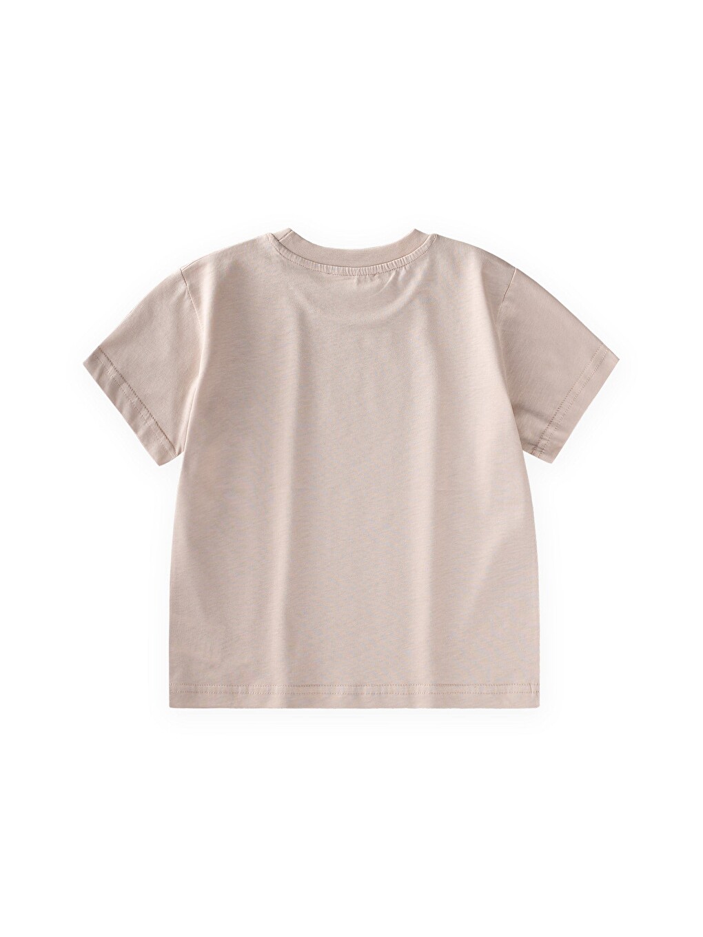 Bej Etiket Detaylı T-shirt 2-10 Yaş Kum-1