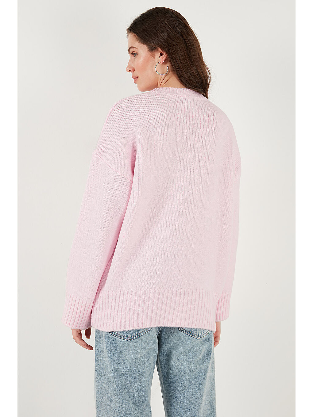 Pembe Regular Fit Bisiklet Yaka Basic Triko Kazak 4616213-6