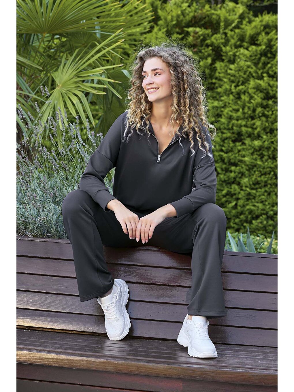 Kadın Fermuarlı Cupra Eşofman Takımı 240919 Antrasit-1