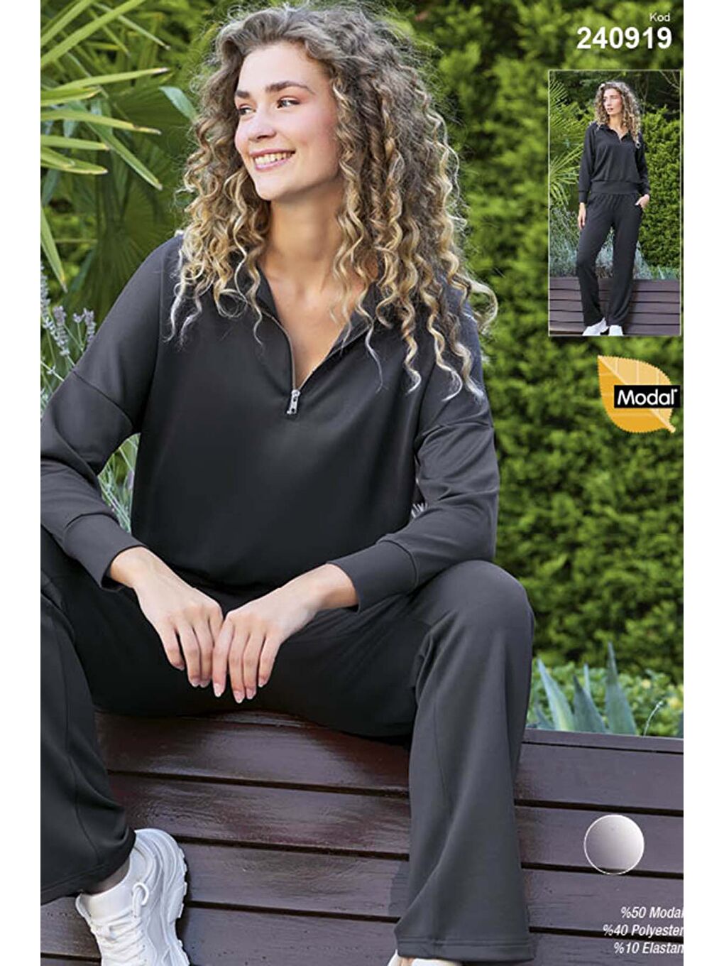 Kadın Fermuarlı Cupra Eşofman Takımı 240919 Antrasit-2