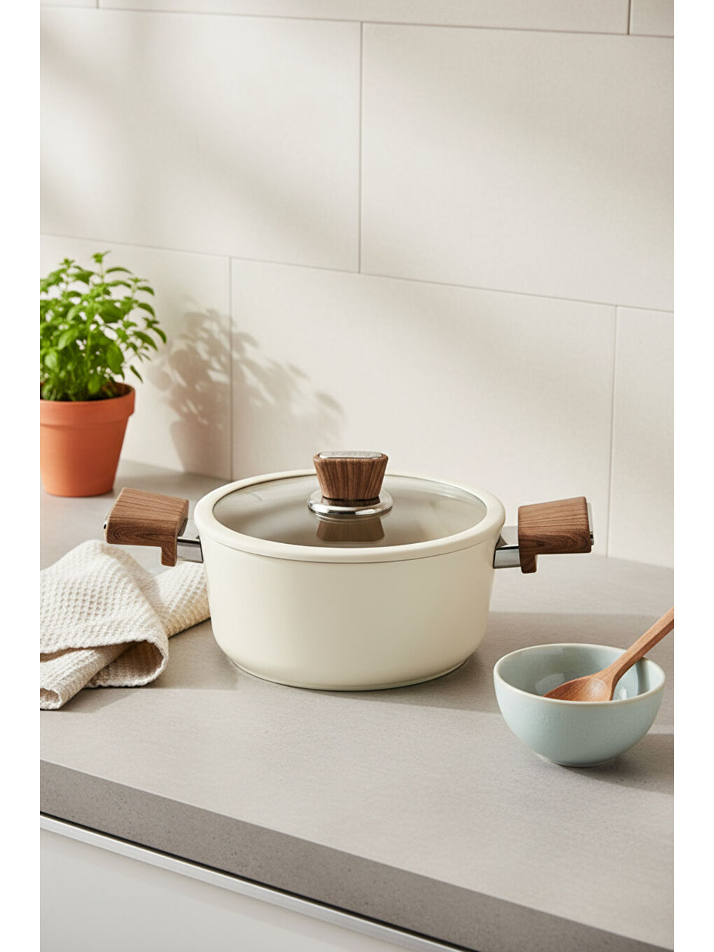 Bej Mayasa 7 Parça Seramik Tencere Seti Fil Dişi-4