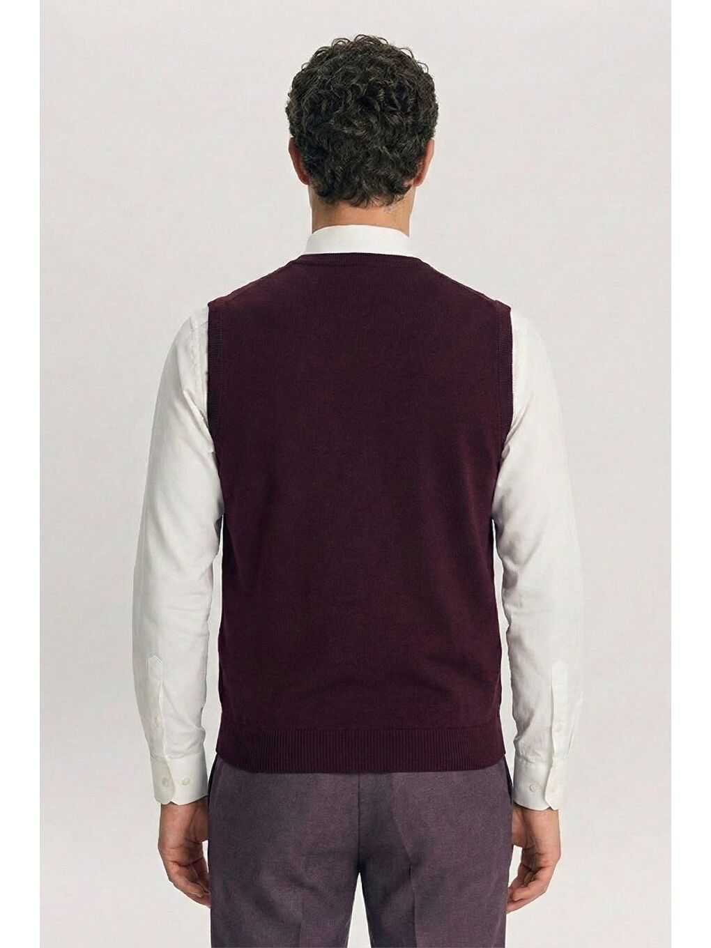 Giotelli Bordo Triko Yelekli Sivri Yaka 6 Drop Düğmeli Tam Astarlı Erkek Takım Elbise-3