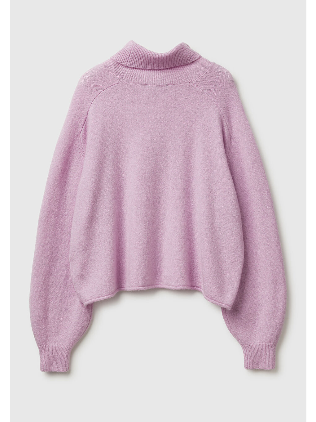 Kadın Lila Akrilik ve Yün Karışımlı Düşük Omuzlu Balıkçı Yaka Kazak-3