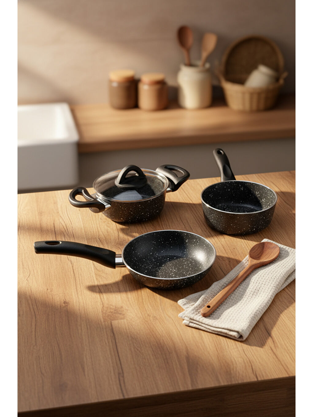 Sakura 4 Parça Tencere Seti Gri-1