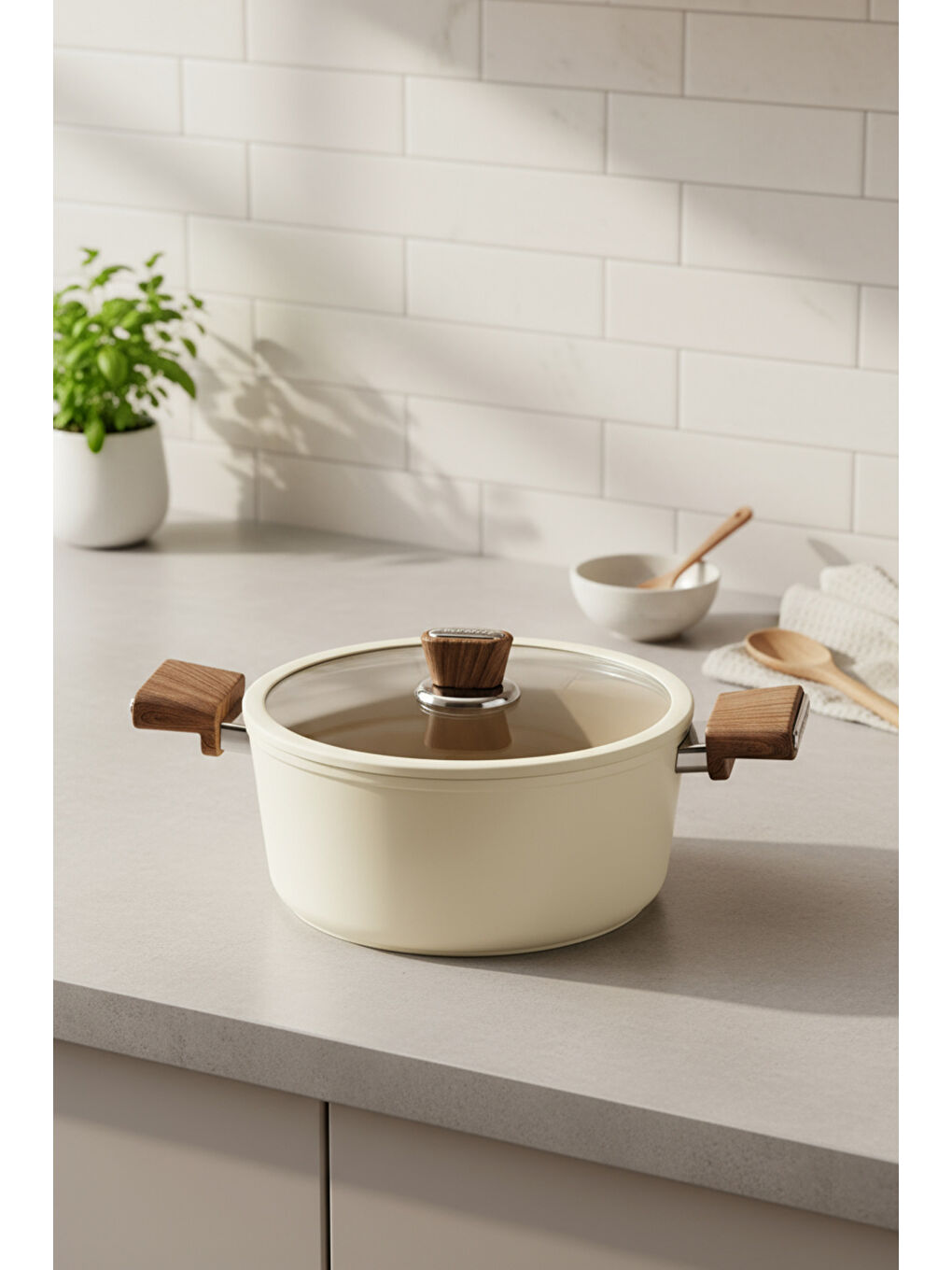 Bej Mayasa 7 Parça Seramik Tencere Seti Fil Dişi-5