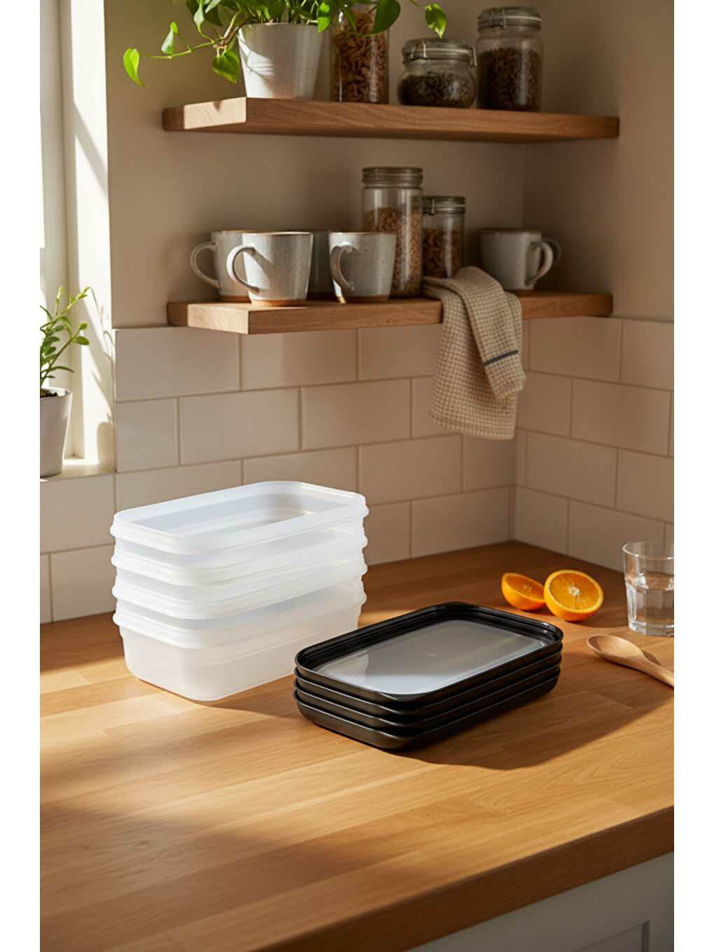 Renksiz Hide Plus 4'lü Saklama Kabı 700 ml Siyah-1