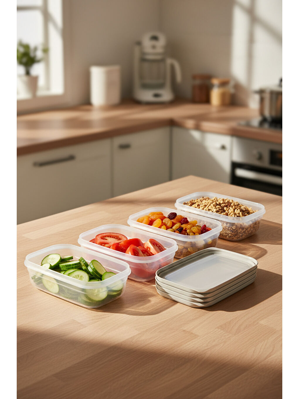 Renksiz Hide Plus 4'lü Saklama Kabı 700 ml Beyaz-2