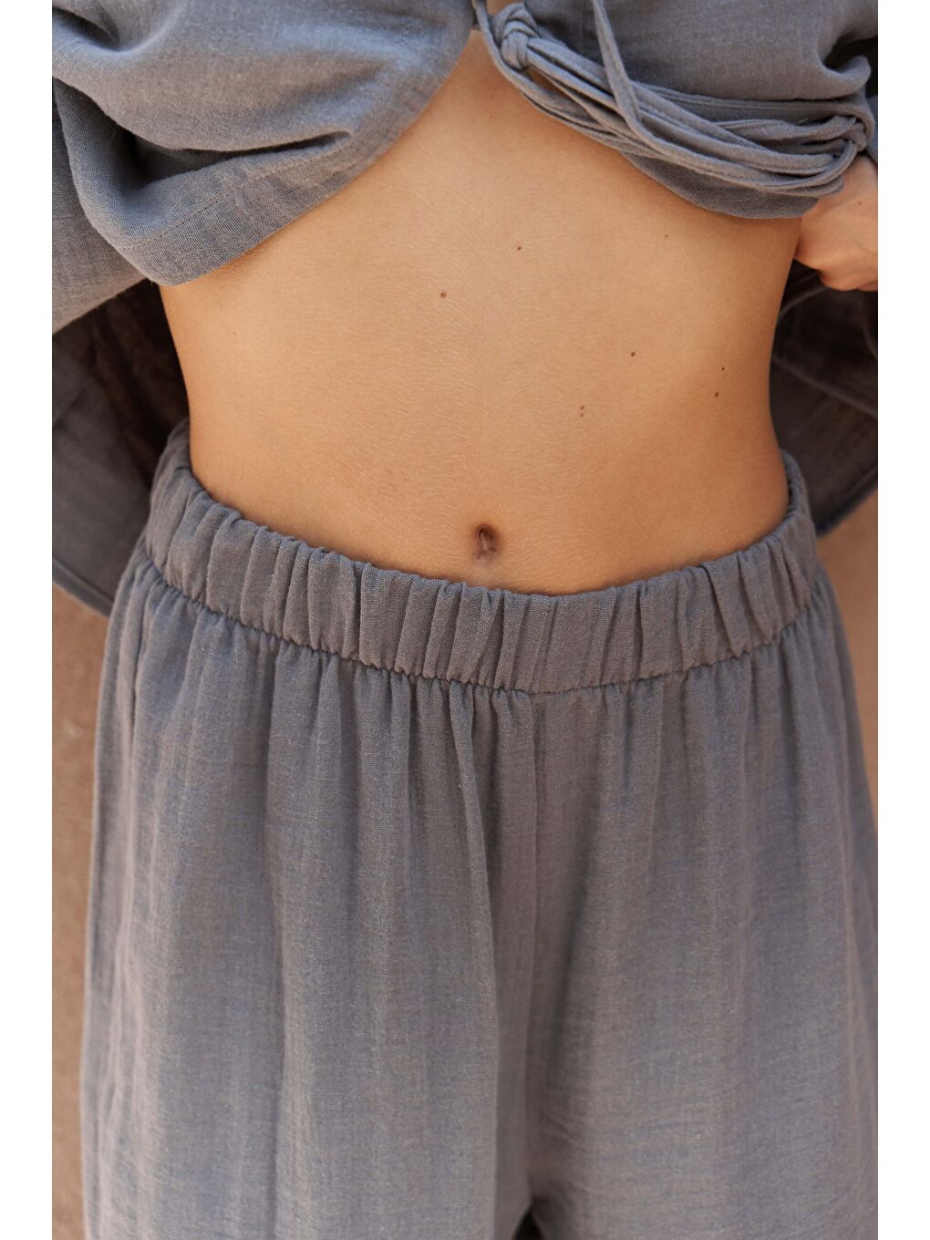 Bali Boncuklu Antrasit Müslin Takım-7