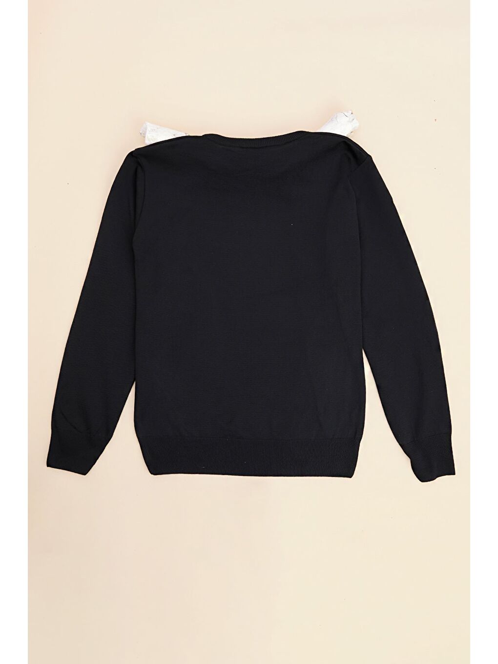 Siyah Basic Bisiklet Yaka Erkek Çocuk Triko Kazak-1