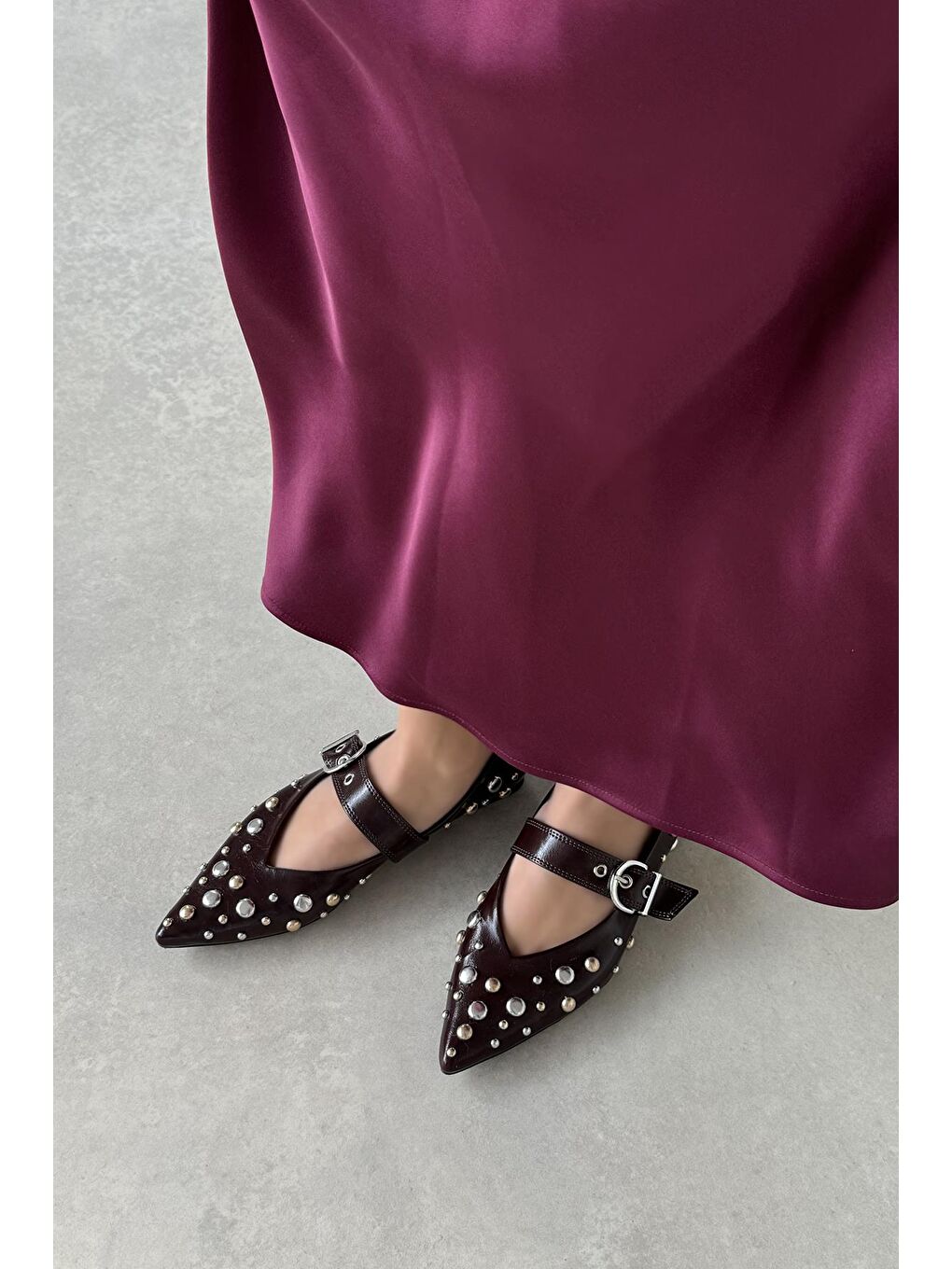 Aqua  Kadın  Drop  Detay  Deri  Babet Bordo-1