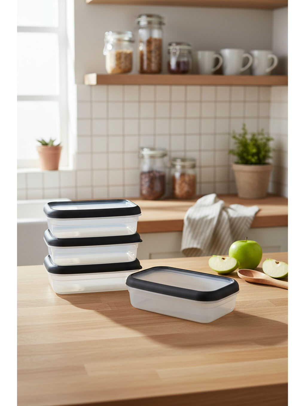 Renksiz Hide Plus 4'lü Saklama Kabı 700 ml Siyah-3