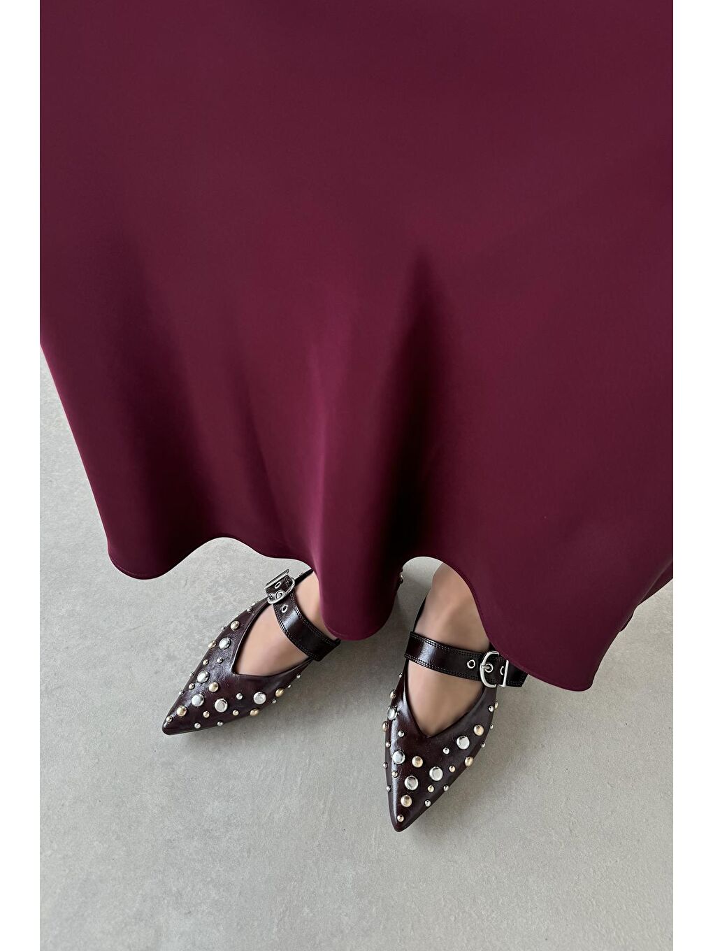 Aqua  Kadın  Drop  Detay  Deri  Babet Bordo-2