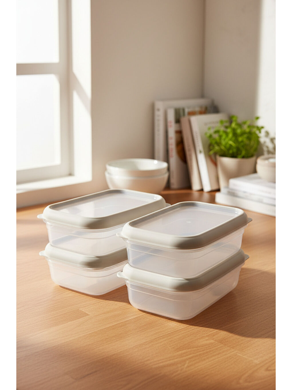 Renksiz Hide Plus 4'lü Saklama Kabı 700 ml Beyaz-4