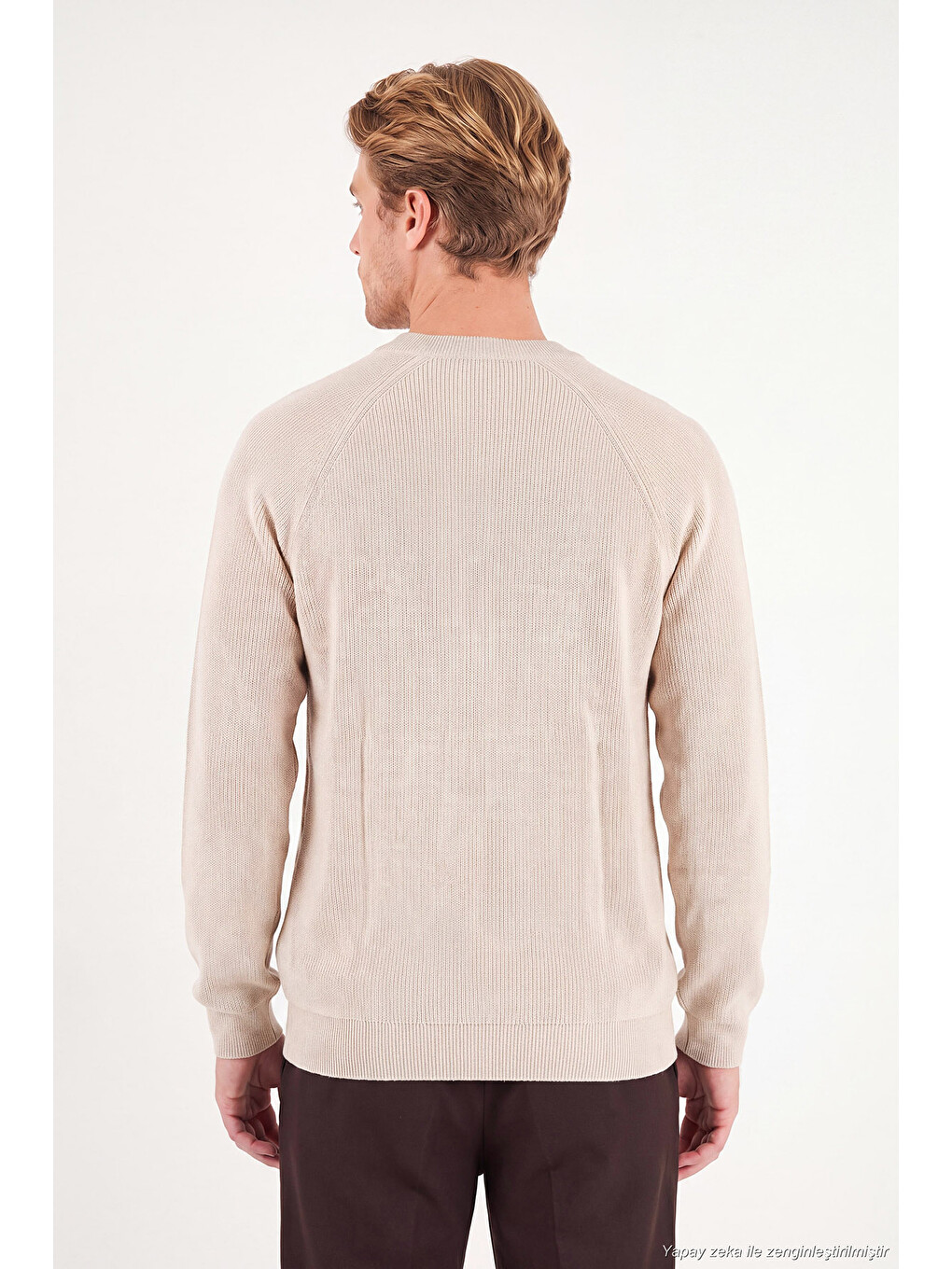 Bej Pamuklu Regular Fit Bisiklet Yaka Kazak 7020263-6