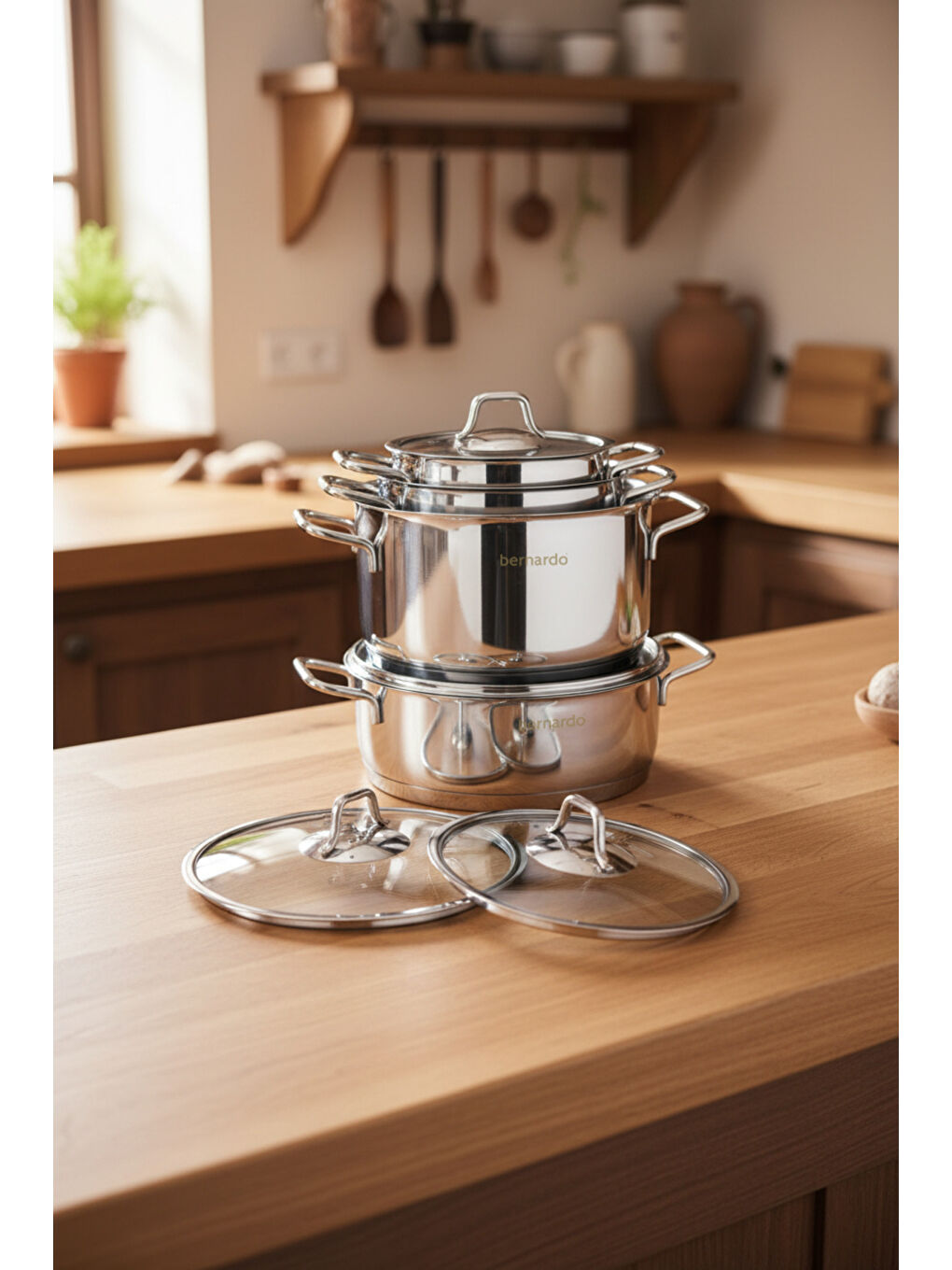 Gri Sonora 8 Parça Silindir Çelik Tencere Seti-1