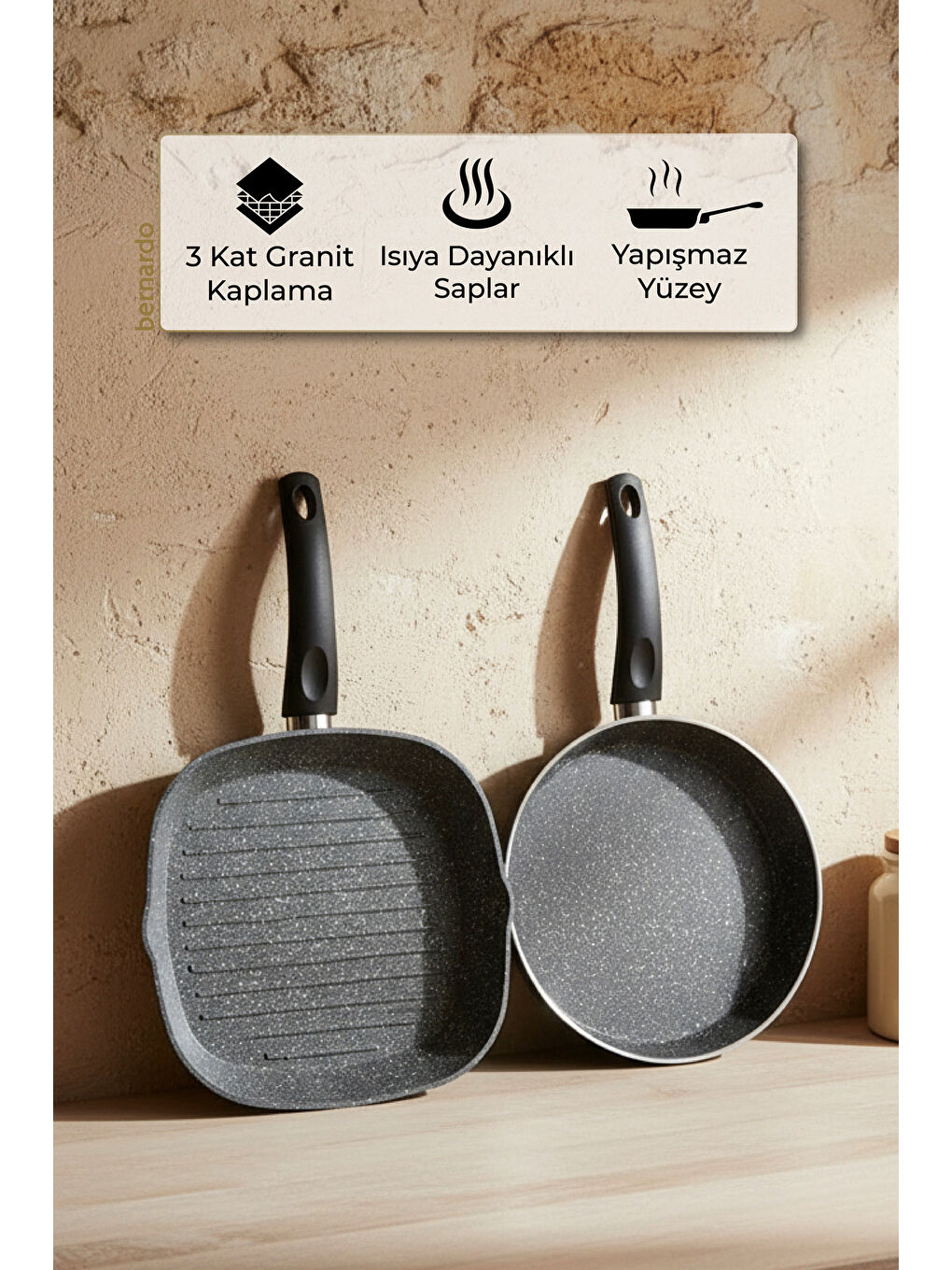 Carolin 2 Parça Grill Tava Seti Gri-7