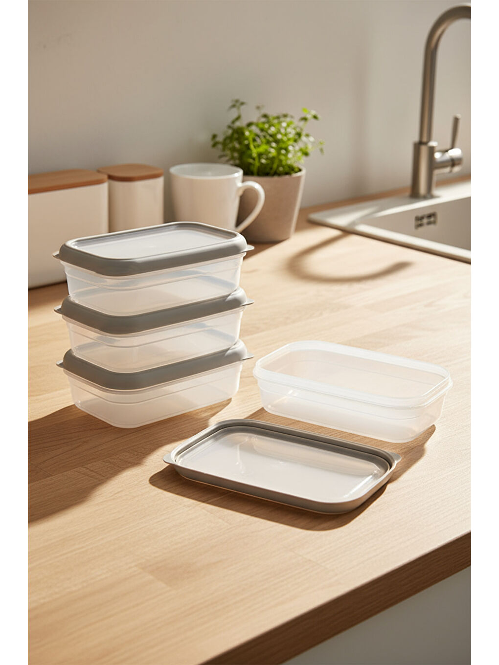 Renksiz Hide Plus 4'lü Saklama Kabı 700 ml Beyaz-5