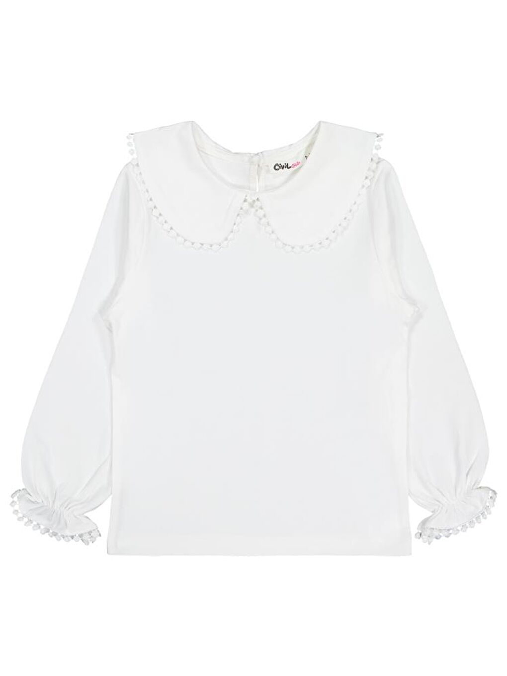 Girls Yakası Pomponlu 2-5 Yaş Elbise - Bej 3-4 Yaş-1