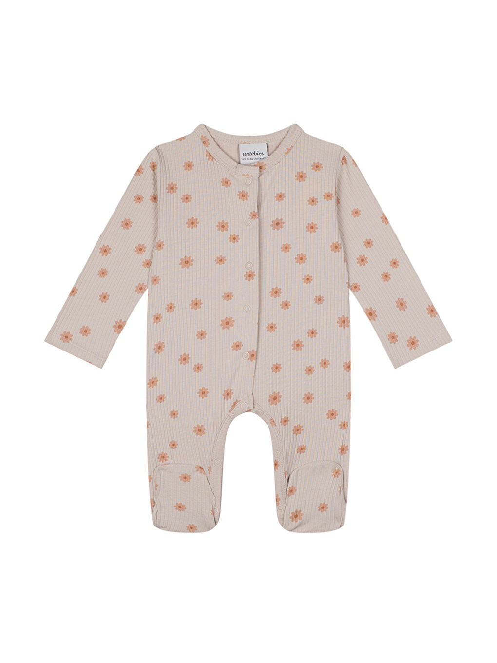 Bej Bambu Kumaş Uzun Kollu Kız Bebek Patikli Tulum