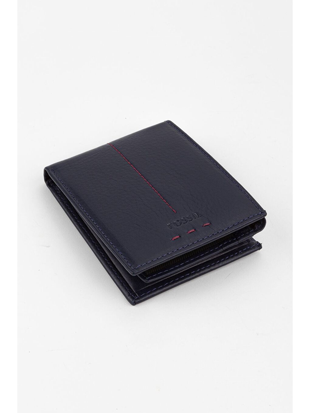 Lacivert Kutulu Hakiki Deri Dikiş Detaylı Kahverengi Yatay Erkek El Portföyü Cüzdan