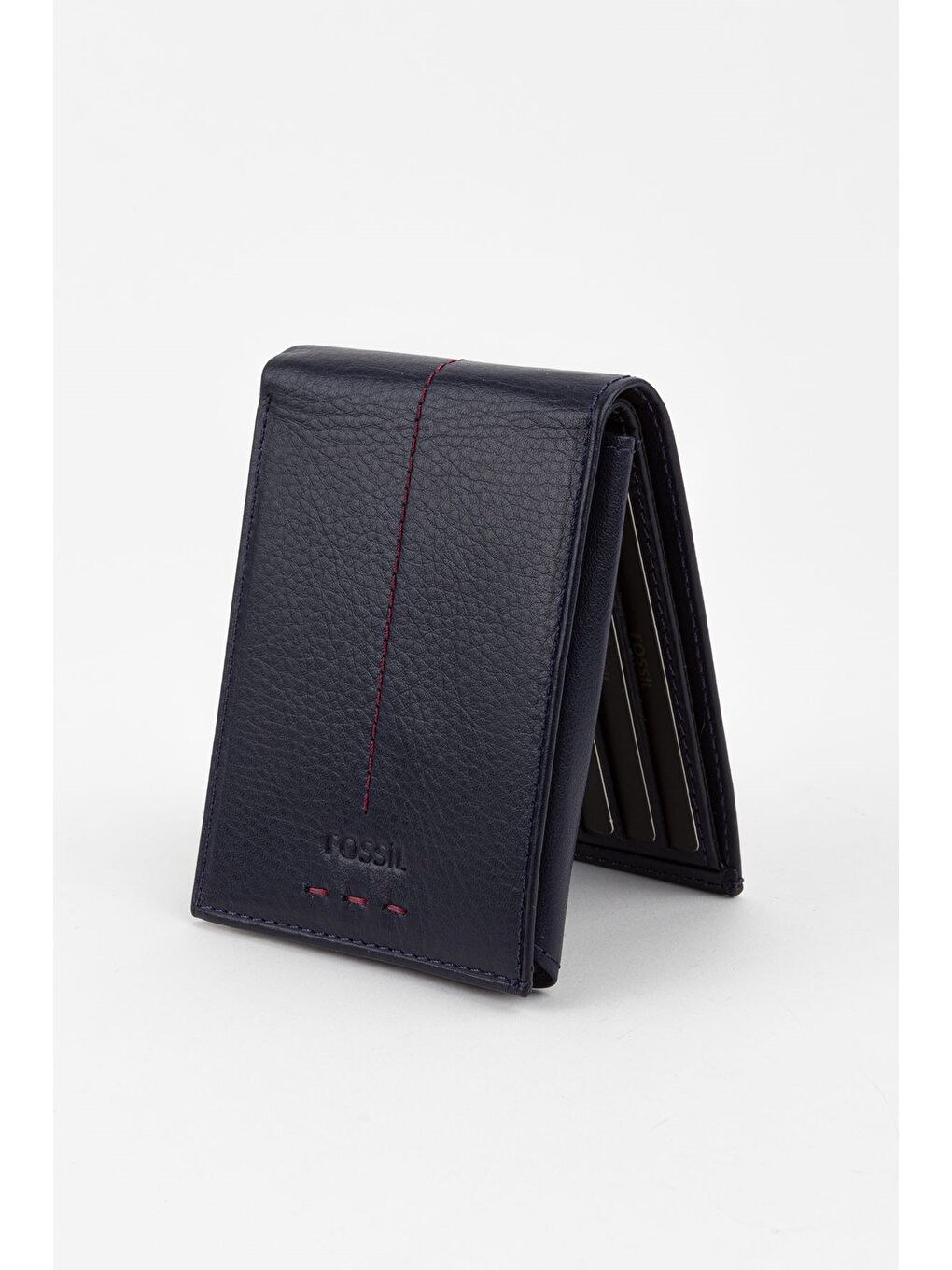 Lacivert Kutulu Hakiki Deri Dikiş Detaylı Kahverengi Yatay Erkek El Portföyü Cüzdan-1