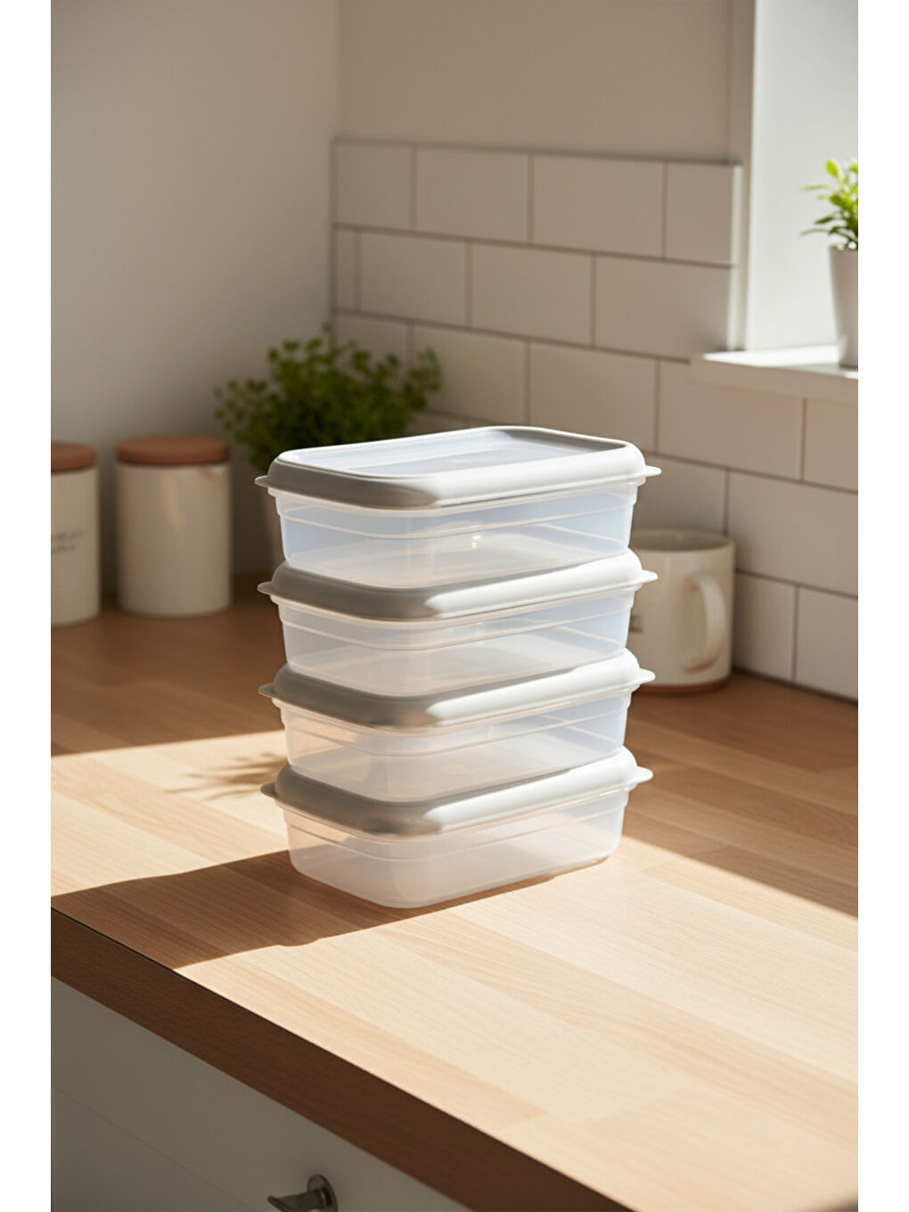 Renksiz Hide Plus 4'lü Saklama Kabı 700 ml Beyaz-6